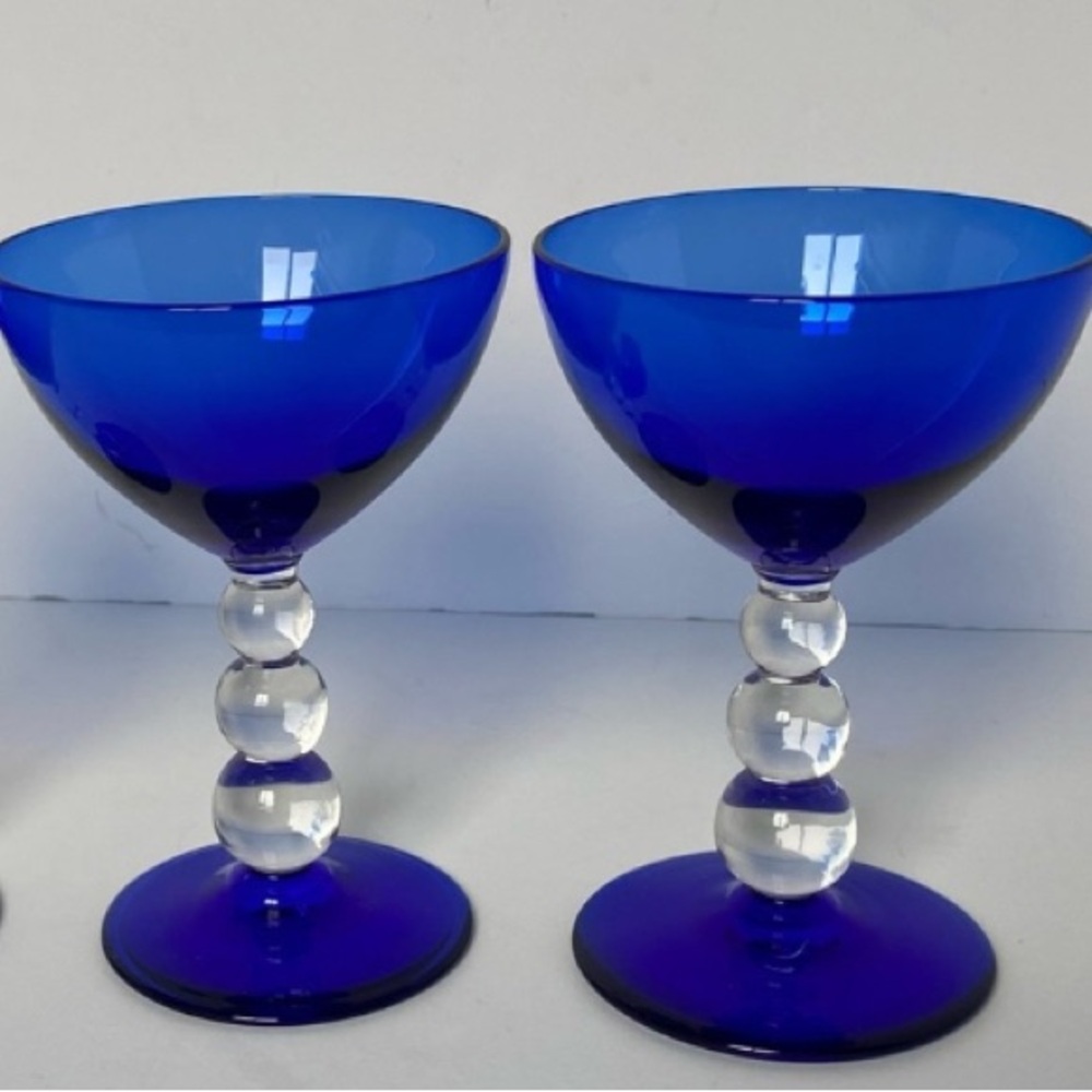 Bryce Brothers Cobalt Blue Aristocrat Wine Glass Sherbet Set of 2 of Ball Stem